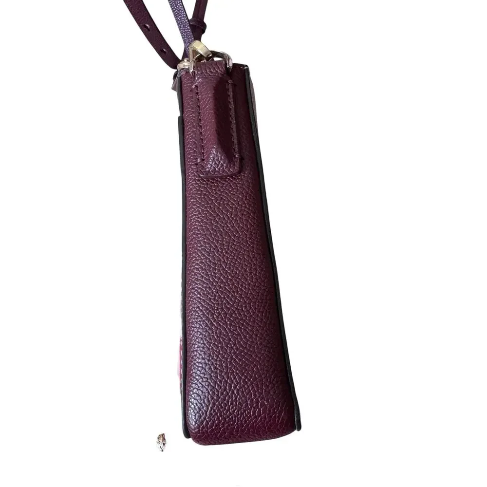 Kate Spade New York margaux leopard medium convertible crossbody bag Burgundy